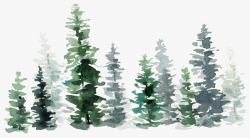 绘画松树素材冬天树丛水彩树木高清图片