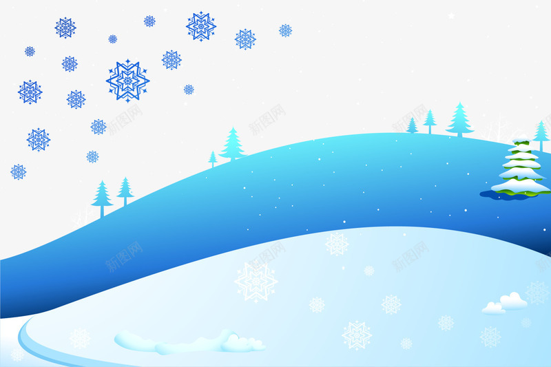 蓝色雪地背景png免抠素材_新图网 https://ixintu.com 冬天 冬季 圣诞树 落雪 蓝色雪地 边框纹理 飘雪