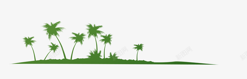 草地椰子树png免抠素材_新图网 https://ixintu.com 剪影 椰子树 海边 热带 绿色 草地
