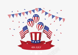 庆祝美国独立日美国国旗彩色气球矢量图高清图片