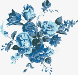 蓝色手绘花朵矢量图素材