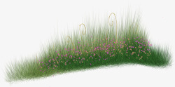 绿色花朵草地卡通素材