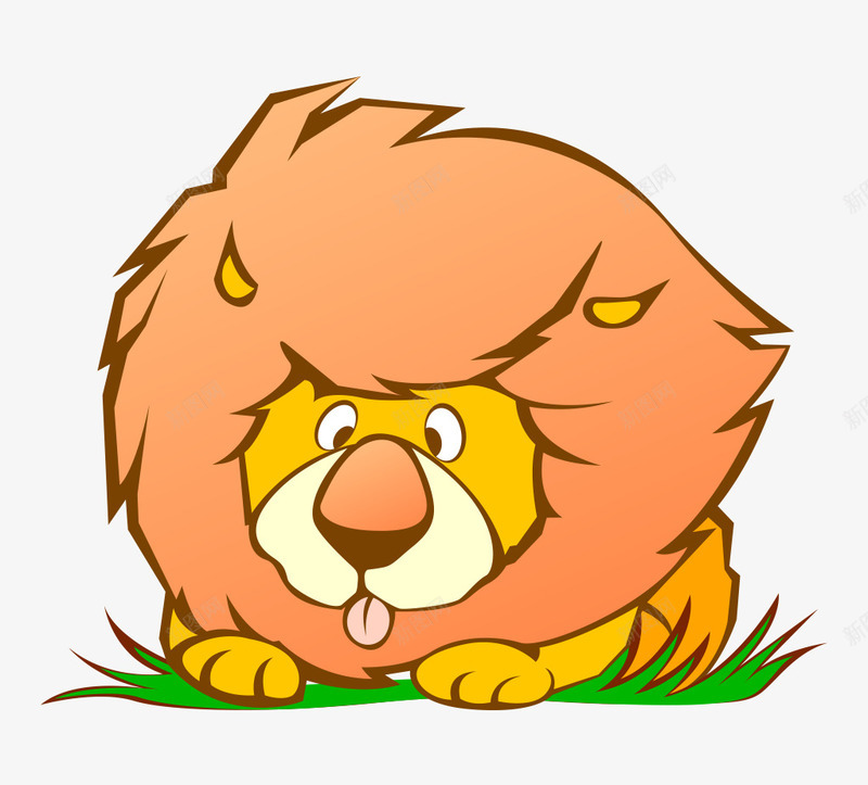 卡通手绘可爱狮子趴草地矢量图ai免抠素材_新图网 https://ixintu.com 卡通的动物 可爱的狮子 平面狮子素材 手绘的狮子 狮子趴草地 矢量图