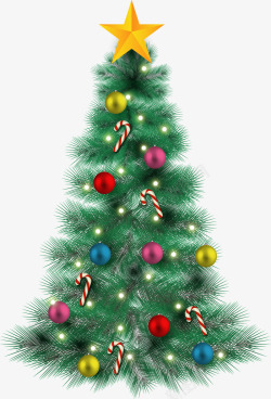精致圣诞树彩色圣诞球装饰圣诞树矢量图高清图片