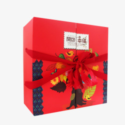 红色喜庆月饼盒素材