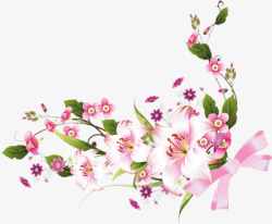 粉红鲜花花边角边框素材