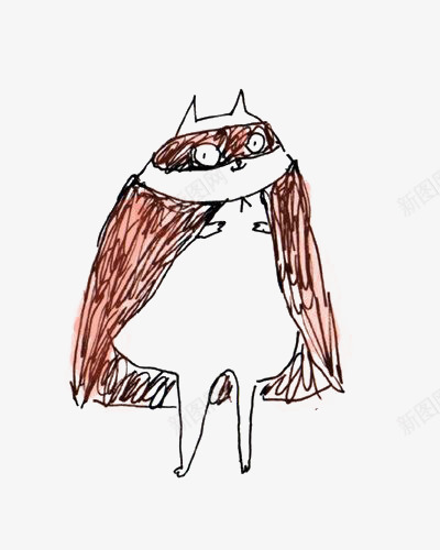 涂鸦创意小猫png免抠素材_新图网 https://ixintu.com 卡通 宠物 小猫 手绘 披风 拟人 插画 涂鸦