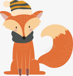 帽子狐狸戴帽子的可爱冬天狐狸矢量图高清图片