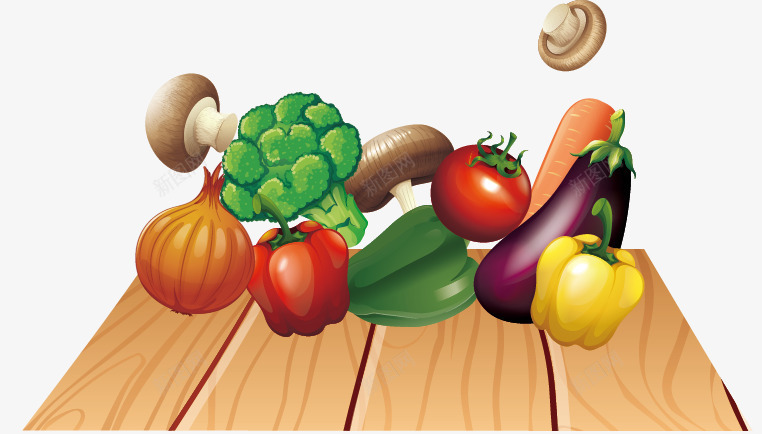 卡通清新蔬菜木板桌子png免抠素材_新图网 https://ixintu.com 卡通 木板 桌子 清新 蔬菜