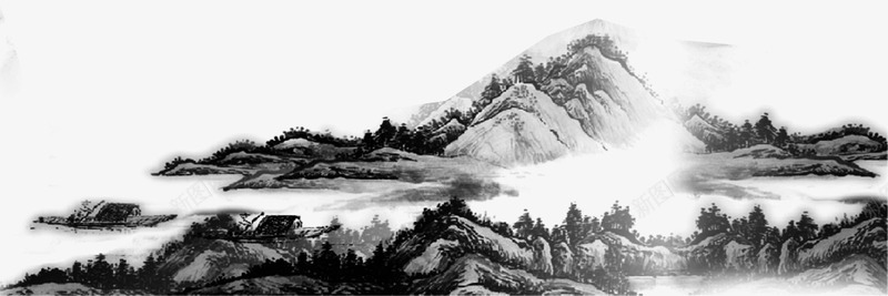 水墨山水装饰插图远山松柏中国画png免抠素材_新图网 https://ixintu.com 中国画 山水 晕染插图 松柏 水墨 装饰插图 远山