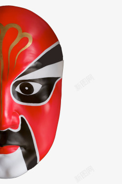 中国面具半个红色脸谱图案高清图片