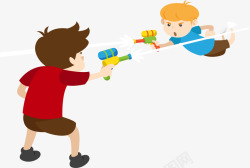 打水仗男孩儿童节打水枪的小朋友高清图片