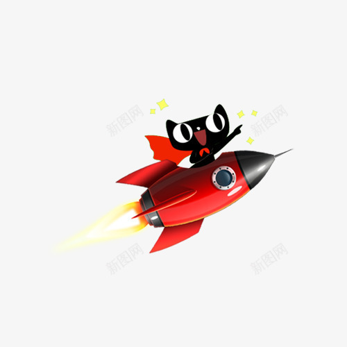 坐在火箭炮上的天猫psd免抠素材_新图网 https://ixintu.com 免抠 冲天 天猫素材 火箭 红色