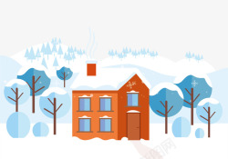 冬天的雪冰天雪地里的温馨小屋高清图片