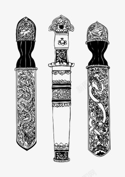 藏族刀具矢量线稿藏族刀具高清图片