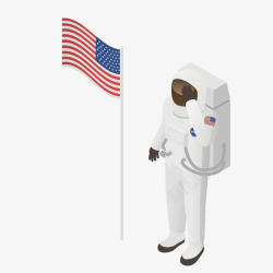 扁平国旗打招呼宇航员矢量图素材