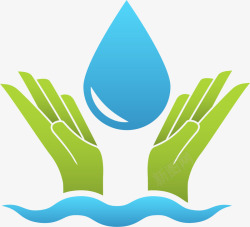 环保画宣传海报蓝色环保手掌水滴高清图片