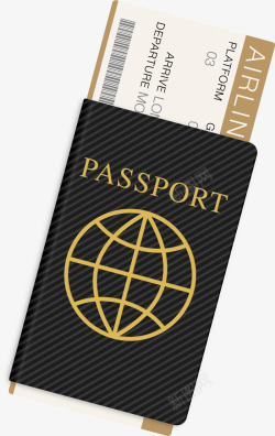 黑色旅行度假出行护照素材