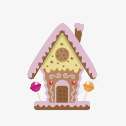 卡通手绘装饰圣诞节翻糖蛋糕房子矢量图素材