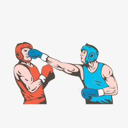 红蓝双方卡通正在打搏击比赛的选手高清图片
