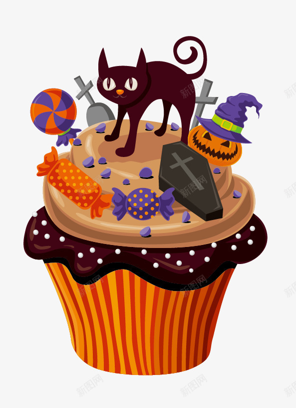 蛋糕和小猫png免抠素材_新图网 https://ixintu.com 卡通画 小猫 矢量装饰 蛋糕 装饰