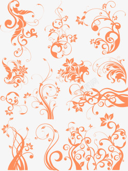 橙色欧式花纹图案图片欧式花纹优雅橙色装饰矢量图高清图片