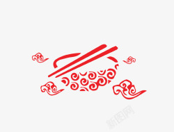 碗筷素材红色中国风创意碗筷高清图片