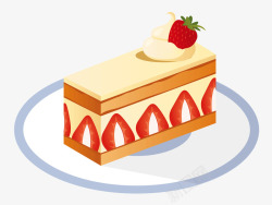 芝士方形水果蛋糕手绘蛋糕草莓手素材