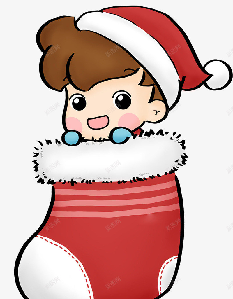 可爱风格圣诞节主题插画psd免抠素材_新图网 https://ixintu.com 圣诞帽子 圣诞快乐 圣诞活动 圣诞老人 圣诞节海报 小男孩 插画 袜子