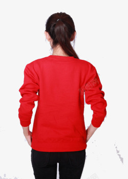 长袖体恤穿红色衣服的女子高清图片