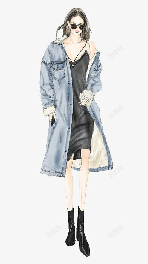 美女png免抠素材_新图网 https://ixintu.com 冬季 手绘 时装 服装 模特 设计