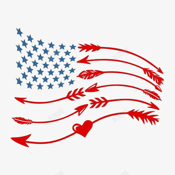 美国国旗png免抠素材_新图网 https://ixintu.com USA 创意国旗 弓箭 星星 美国