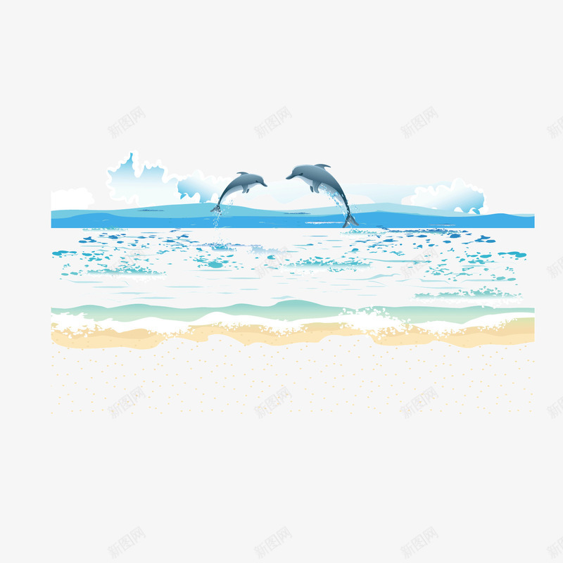 海平面海潮海豚潮水png免抠素材_新图网 https://ixintu.com 海平面 海潮 海豚 潮水