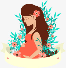 微笑英文字装饰母亲节花朵孕妇标签高清图片