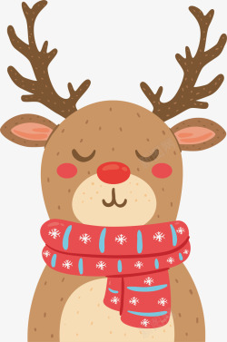 围巾围脖皮草红色围巾圣诞节驯鹿矢量图高清图片