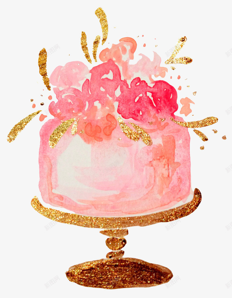 卡通手绘精美的蛋糕png免抠素材_新图网 https://ixintu.com 创意 动漫动画 卡通手绘 卡通蛋糕 简约 粉色 花朵 花束蛋糕
