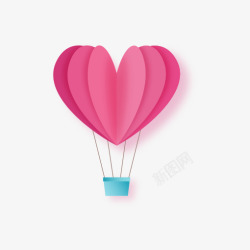 粉色热气球粉色情人节爱心热气球高清图片