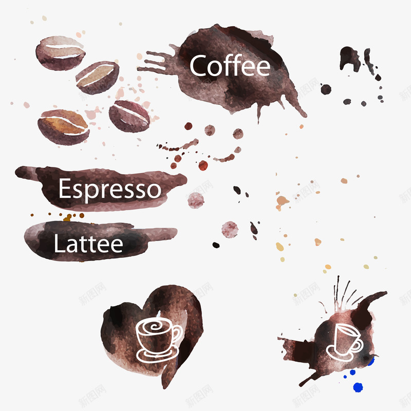 咖啡渍矢量图ai免抠素材_新图网 https://ixintu.com 可可豆 咖啡 咖啡渍设计 咖啡豆 矢量图
