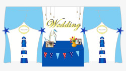 婚礼台蓝色婚礼布置喜庆高清图片