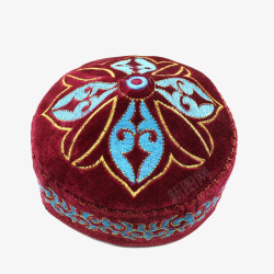哈萨克族新疆哈萨克族刺绣花帽高清图片