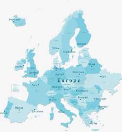 西欧精细欧洲地图高清图片