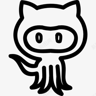 octocat手绘LOGO的轮廓图标图标