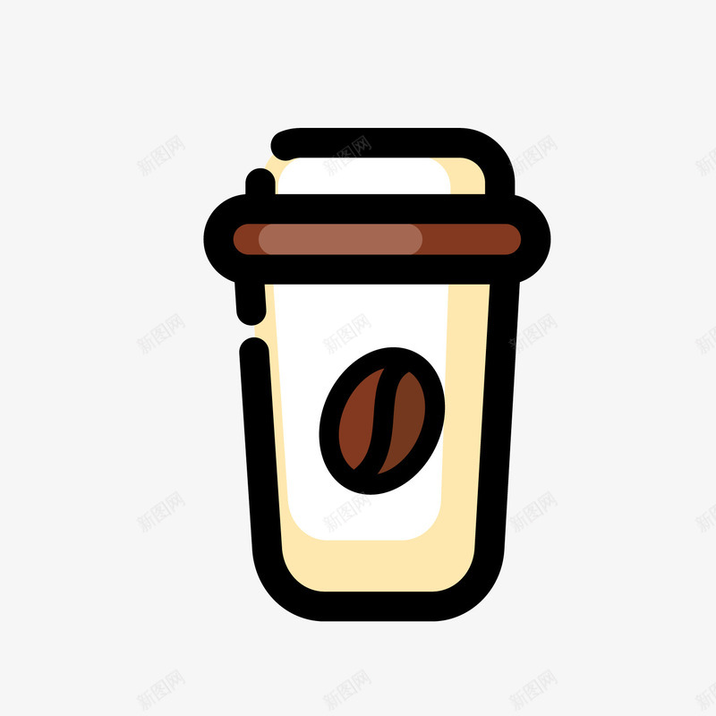 灰色咖啡图标png_新图网 https://ixintu.com 咖啡豆 喝的 圆角 扁平化 手绘 灰色 线稿