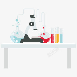 显微镜生物实验元素插画素材