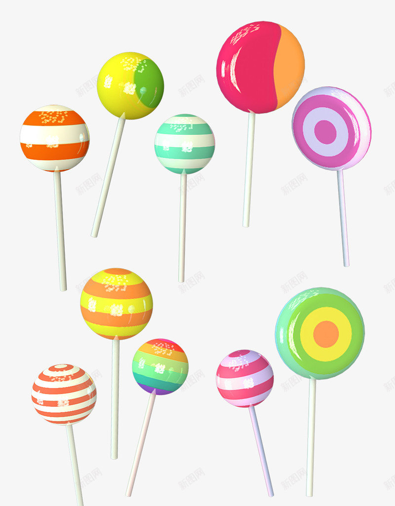 彩色美味棒棒糖png免抠素材_新图网 https://ixintu.com 圆形 彩色 棒棒糖 球型 美味
