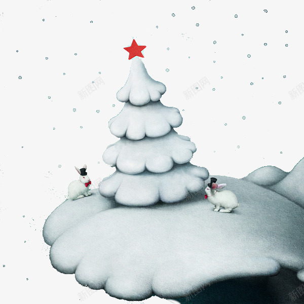 冬天悬崖边缘png免抠素材_新图网 https://ixintu.com 兔子 卡通雪 圣诞树 雪地