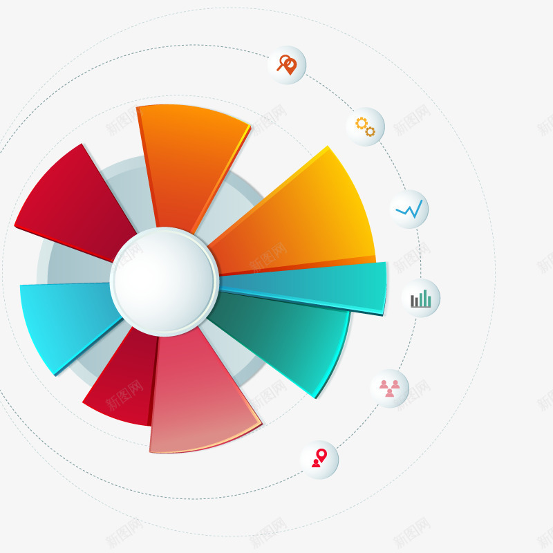 PPT数据盘png免抠素材_新图网 https://ixintu.com PPT PPT商务饼型图 圆形 拼盘 节点