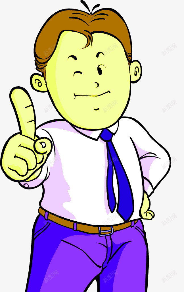 竖中指的男人png免抠素材_新图网 https://ixintu.com 不屑 中指 卡通人物 插图 男人 竖中指的手 蓝色领带 衬衫 鄙视 骂人手势