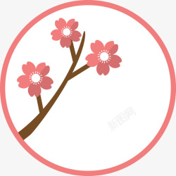 樱花标签日本古典标签与樱花圆形粉色高清图片