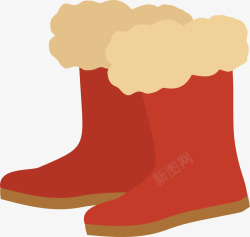 红色冬天保暖雪地靴素材